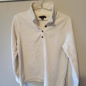 Lands End White Fleece Sweatshirt, Small Petite